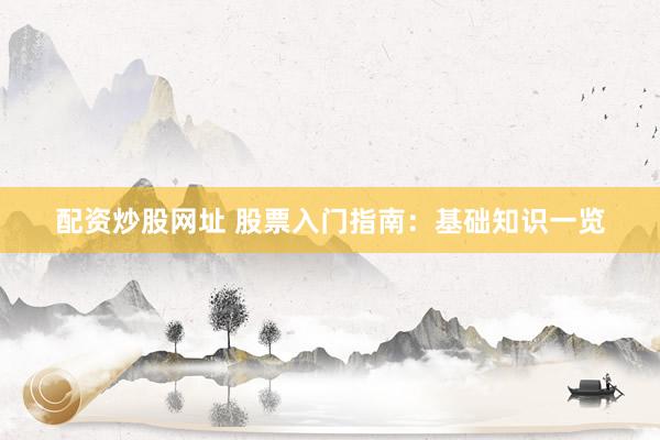 配资炒股网址 股票入门指南:基础知识一览